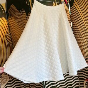 NWT ModCloth Textured Dot White Full Skirt Circle Polka Dot Small